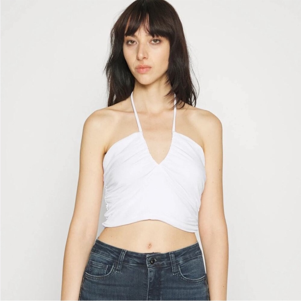 Abercrombie White Halter Crop Top